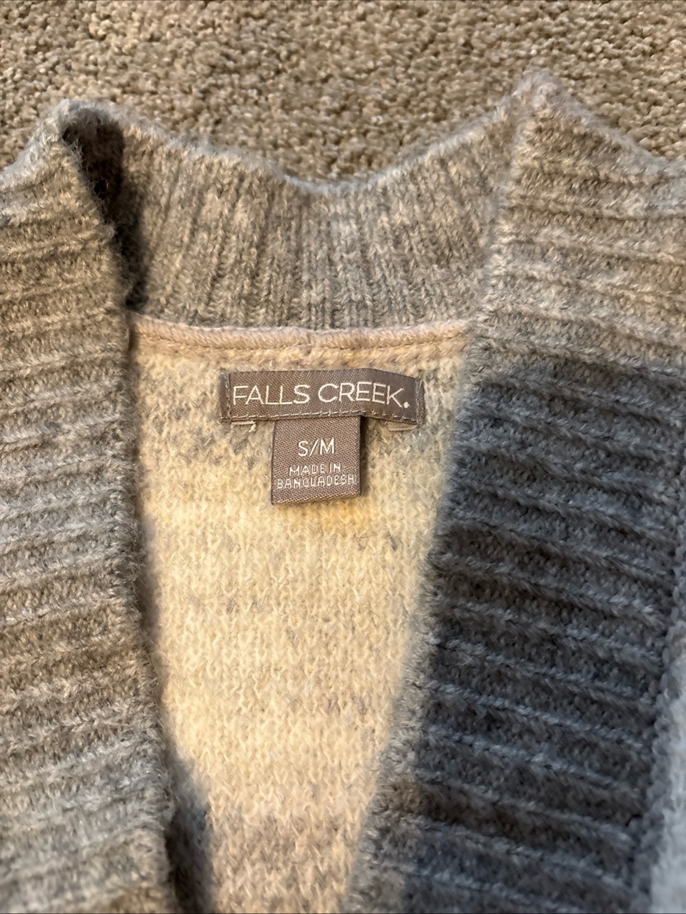 Falls Creek Gray & Cream Ribbed Open-Front Cardigan - Picture 2 of 3